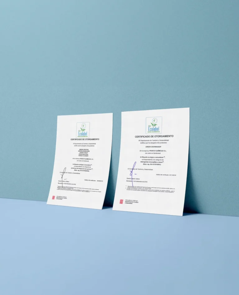 certificado ecológico ecolabel proeco quimicas