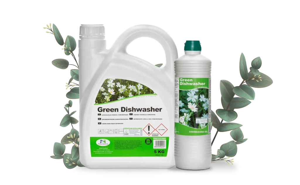 banner con dos botellas de green dishwasher banner proeco quimica