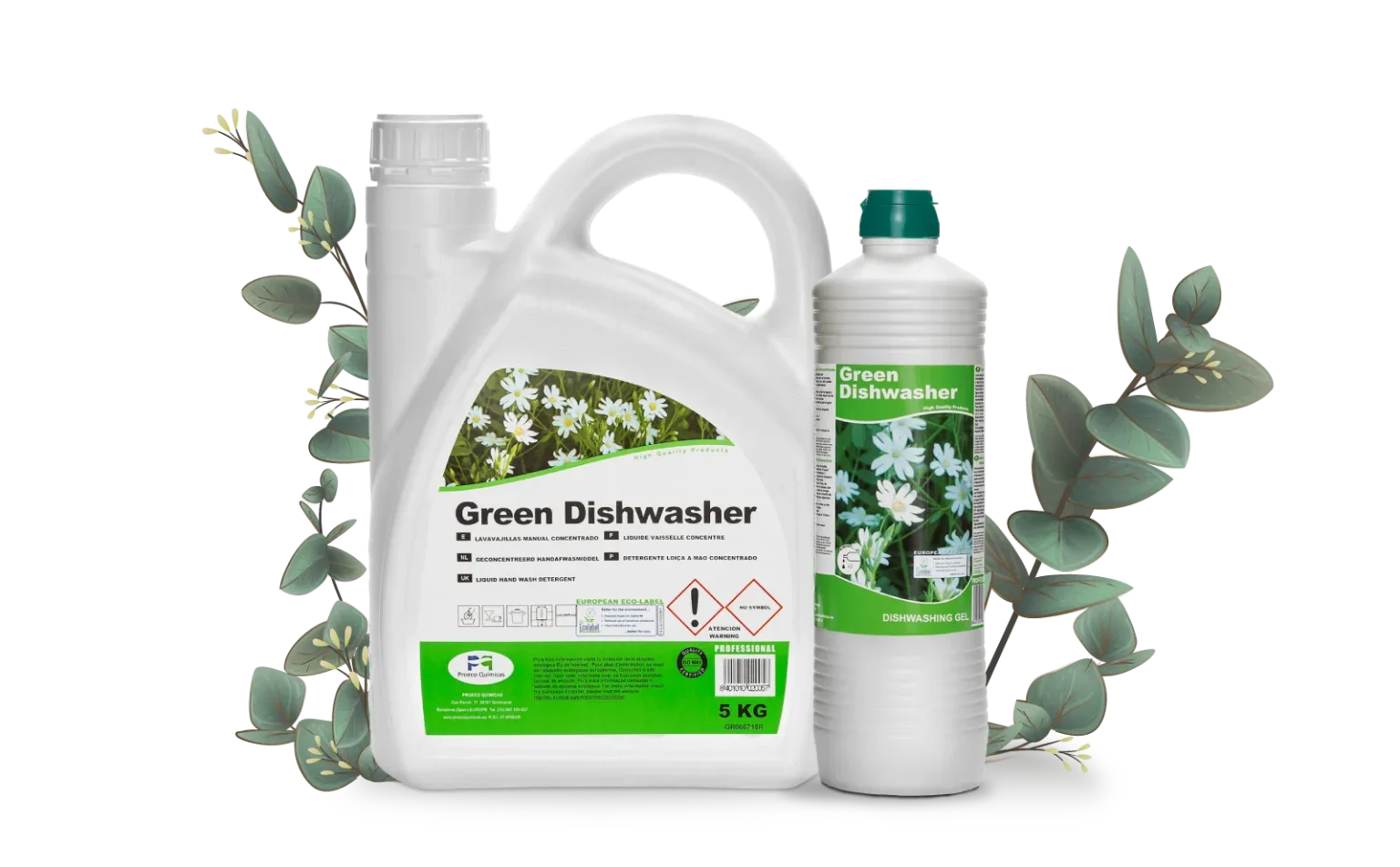 banner con dos botellas de green dishwasher banner proeco quimica