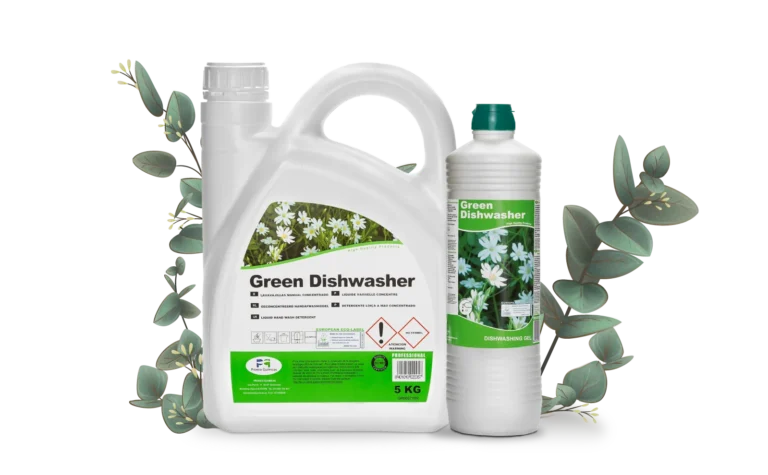 banner con dos botellas de green dishwasher banner proeco quimica