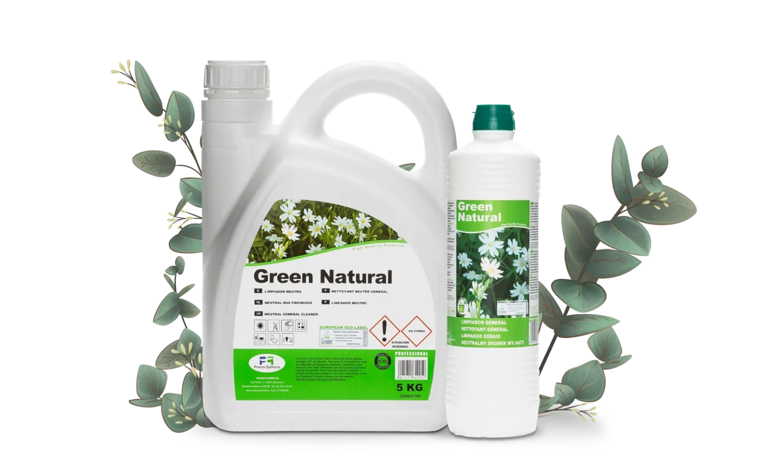 banner con dos botellas de green natural banner proeco quimica