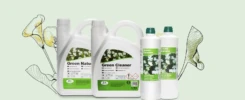 banner con cuatro boetllas de natural y cleaner limpiadores ecologicos proeco quimica grande
